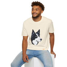 Carregar imagem no visualizador da galeria, Border Collie Portrait T-Shirt — Cute Black & White Dog Graphic Tee