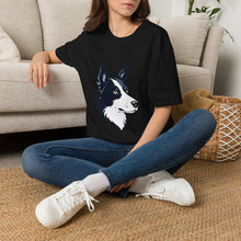 Carregar imagem no visualizador da galeria, Border Collie Portrait T-Shirt — Cute Black & White Dog Graphic Tee