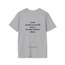 Carregar imagem no visualizador da galeria, Border Collie Portrait T-Shirt — Cute Black & White Dog Graphic Tee