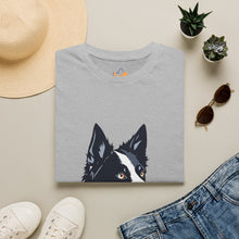 Carregar imagem no visualizador da galeria, Border Collie Portrait T-Shirt — Cute Black & White Dog Graphic Tee