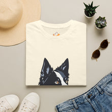 Carregar imagem no visualizador da galeria, Border Collie Portrait T-Shirt — Cute Black & White Dog Graphic Tee