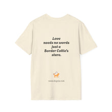 Carregar imagem no visualizador da galeria, Border Collie Portrait T-Shirt — Cute Black & White Dog Graphic Tee