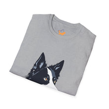Carregar imagem no visualizador da galeria, Border Collie Portrait T-Shirt — Cute Black & White Dog Graphic Tee