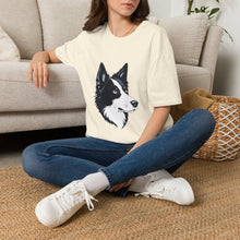 Carregar imagem no visualizador da galeria, Border Collie Portrait T-Shirt — Cute Black & White Dog Graphic Tee