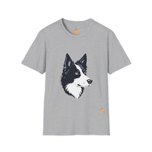 Carregar imagem no visualizador da galeria, Border Collie Portrait T-Shirt — Cute Black & White Dog Graphic Tee
