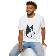 Carregar imagem no visualizador da galeria, Border Collie Portrait T-Shirt — Cute Black & White Dog Graphic Tee