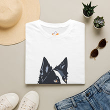 Carregar imagem no visualizador da galeria, Border Collie Portrait T-Shirt — Cute Black & White Dog Graphic Tee