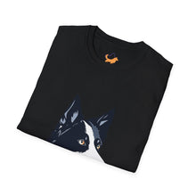 Carregar imagem no visualizador da galeria, Border Collie Portrait T-Shirt — Cute Black & White Dog Graphic Tee