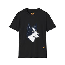 Carregar imagem no visualizador da galeria, Border Collie Portrait T-Shirt — Cute Black &amp; White Dog Graphic Tee
