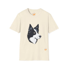 Carregar imagem no visualizador da galeria, Border Collie Portrait T-Shirt — Cute Black &amp; White Dog Graphic Tee

