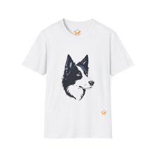 Carregar imagem no visualizador da galeria, Border Collie Portrait T-Shirt — Cute Black &amp; White Dog Graphic Tee
