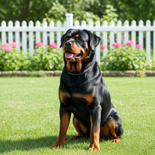 Load image into Gallery viewer, Rottweiler sentado en Jardin
